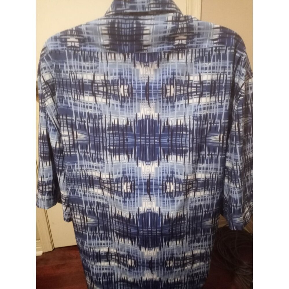 Suslo Couture Men’s Blue Geometric Short Sleeve Dress Button Shirt 5XL Brand New - Picture 9 of 15